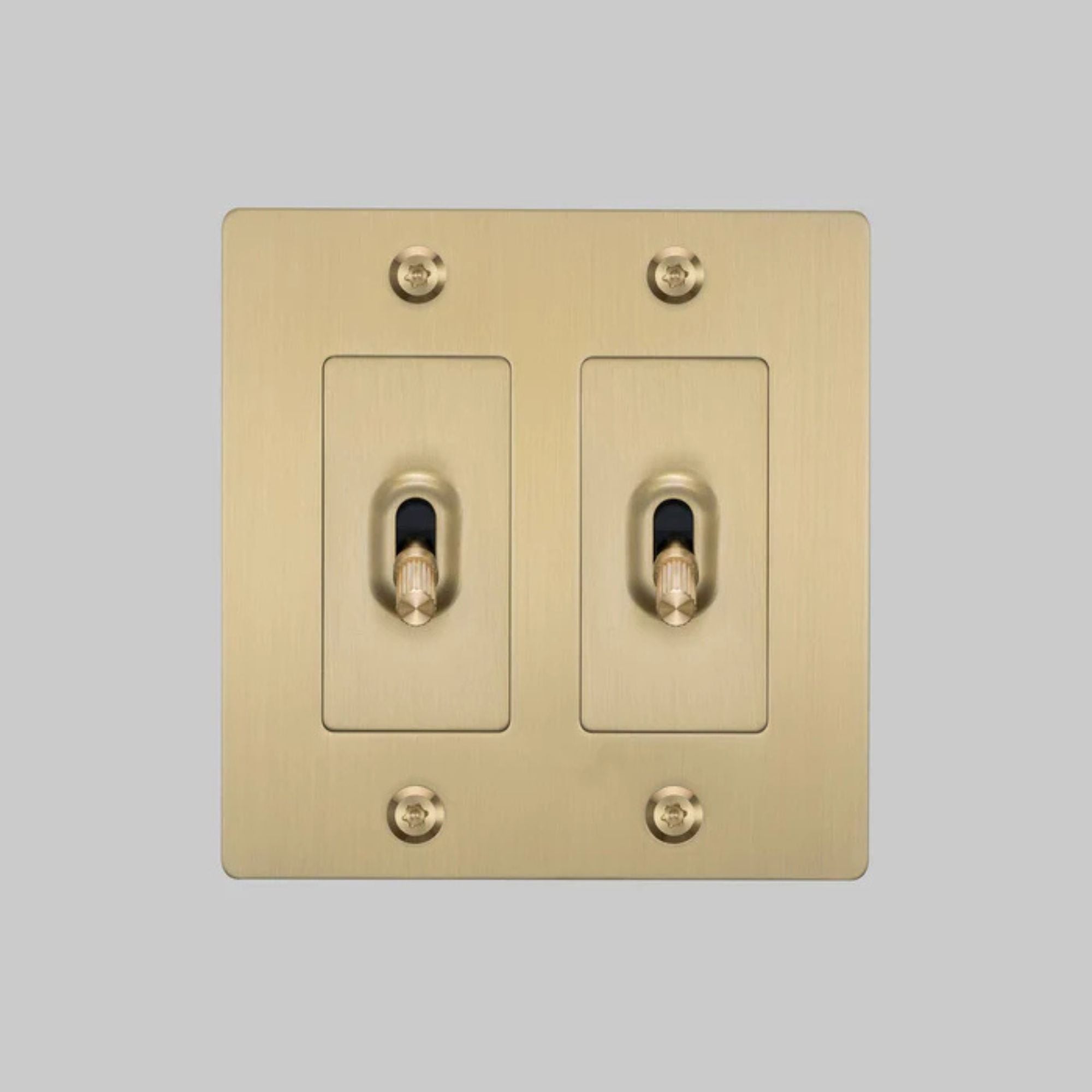 Buster + Punch NTG-054047 Linear 2-Gang Toggle Switch Without Logo, 15A, Single Pole/3-Way, Brass