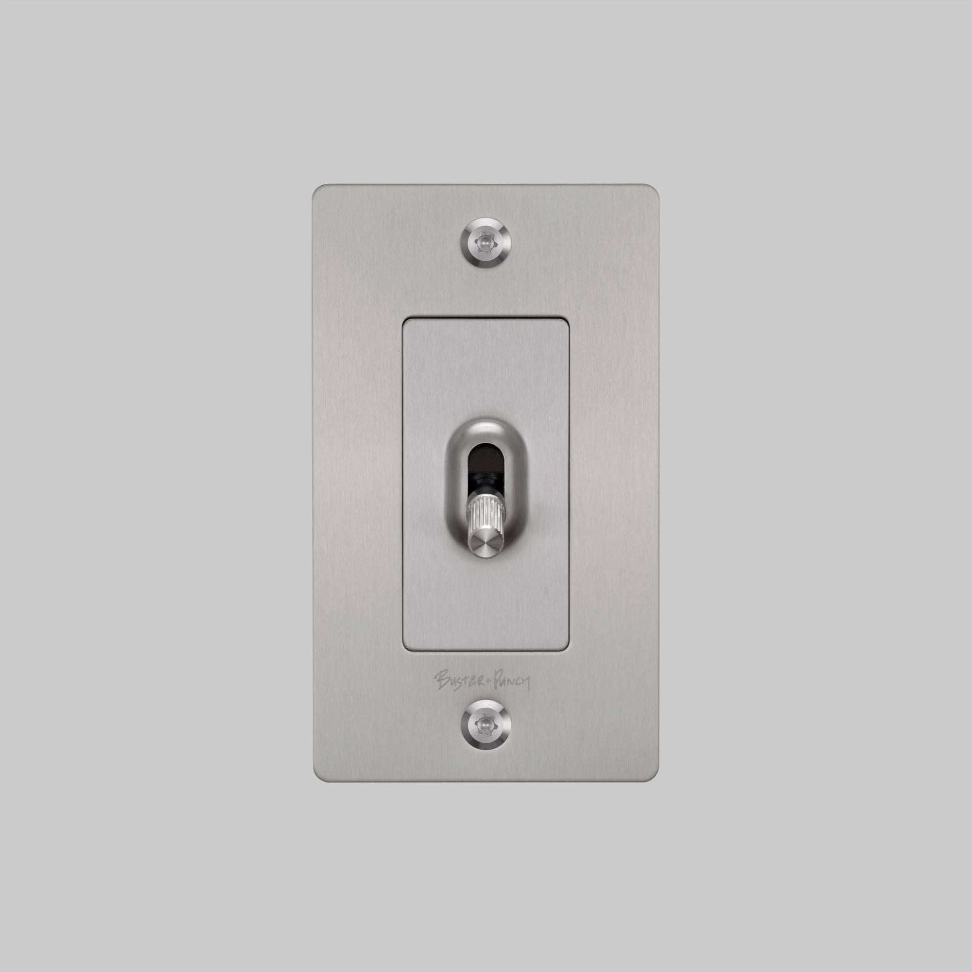 Buster + Punch NTG-074033 Linear 1-Gang Toggle Switch With Logo, 15A, Single Pole/3-Way, Steel