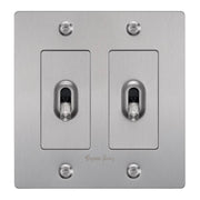 Buster + Punch NTG-074044 Linear 2-Gang Toggle Switch With Logo, 15A, Single Pole/3-Way, Steel