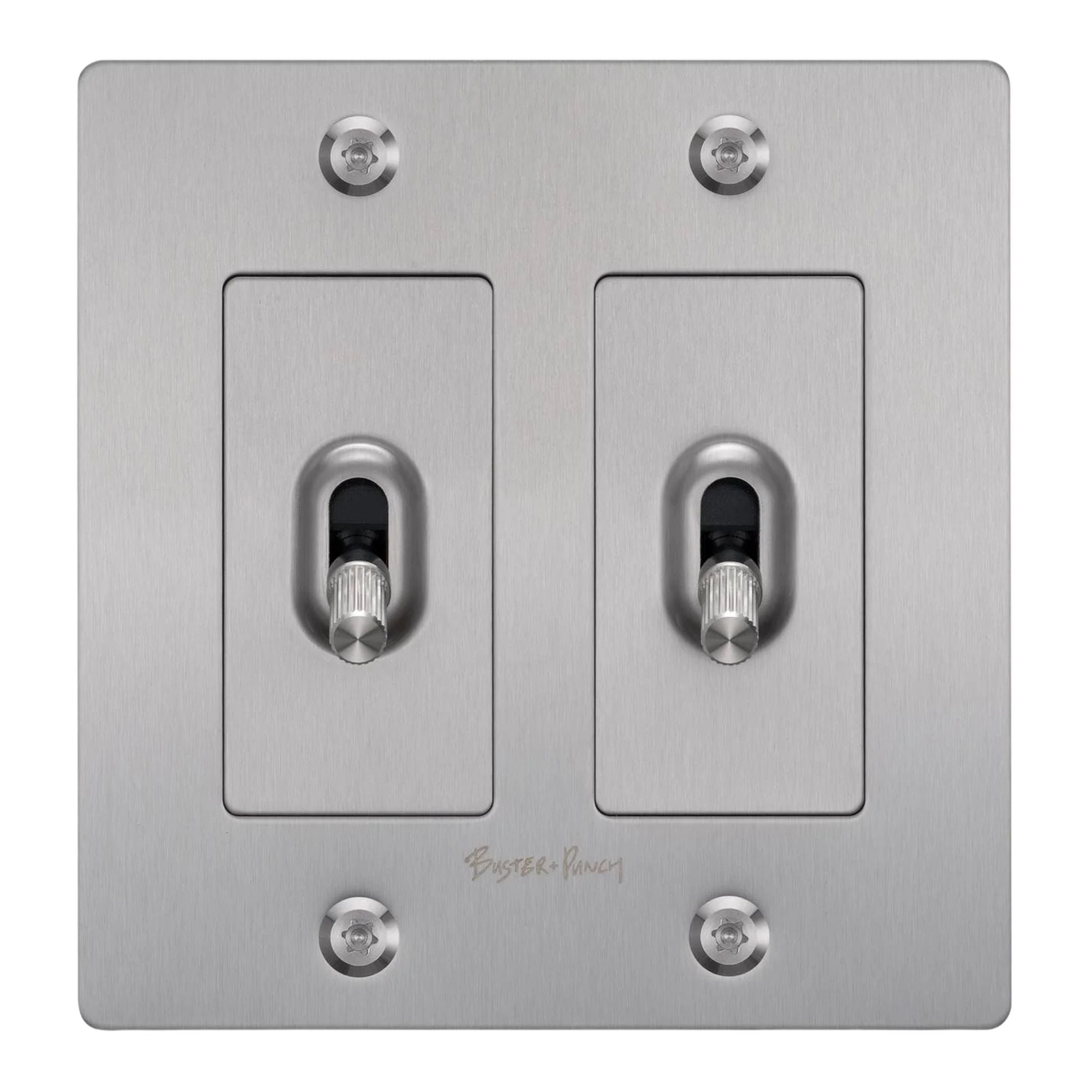 Buster + Punch NTG-074044 Linear 2-Gang Toggle Switch With Logo, 15A, Single Pole/3-Way, Steel