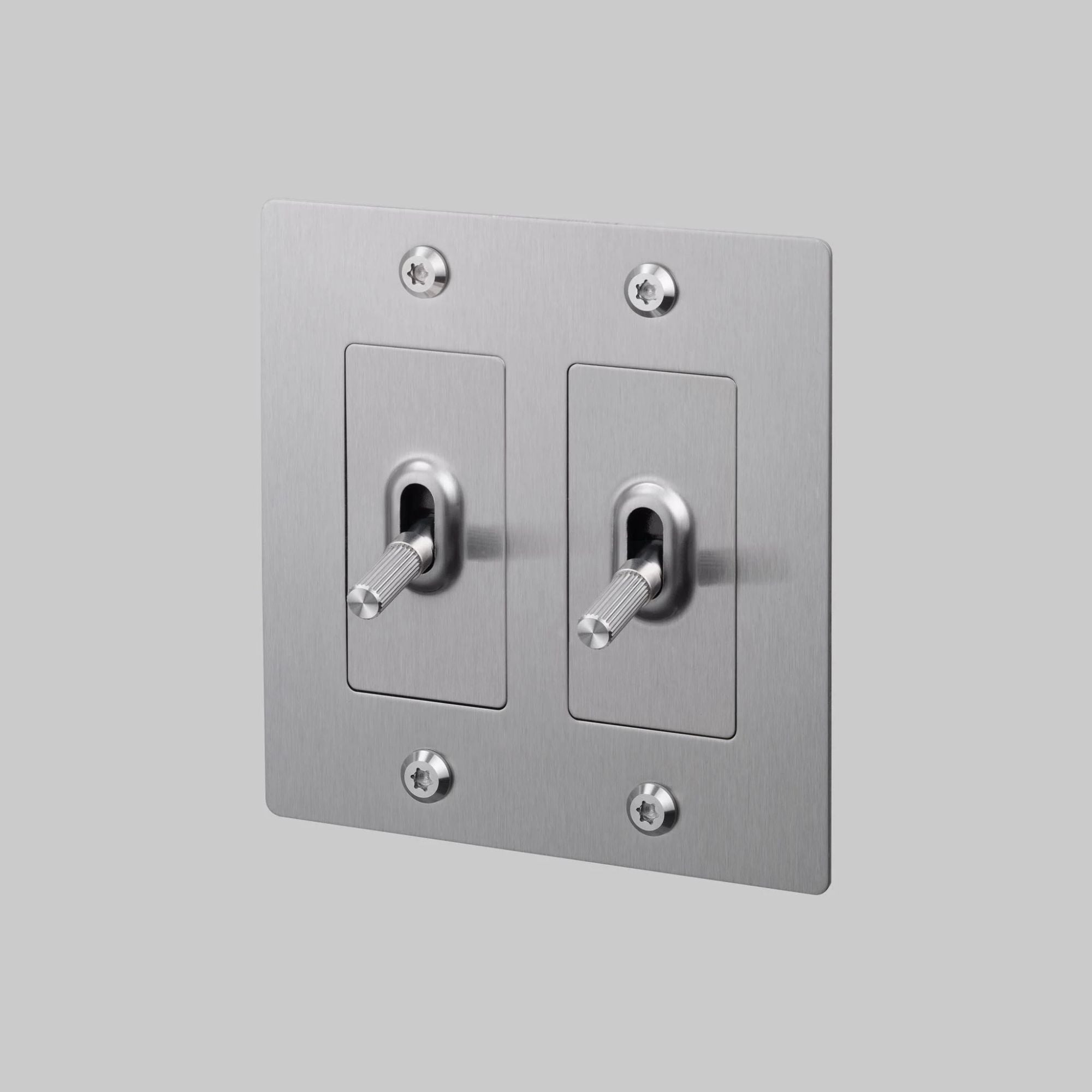 Buster + Punch NTG-074049 Linear 2-Gang Toggle Switch Without Logo, 15A, Single Pole/3-Way, Steel