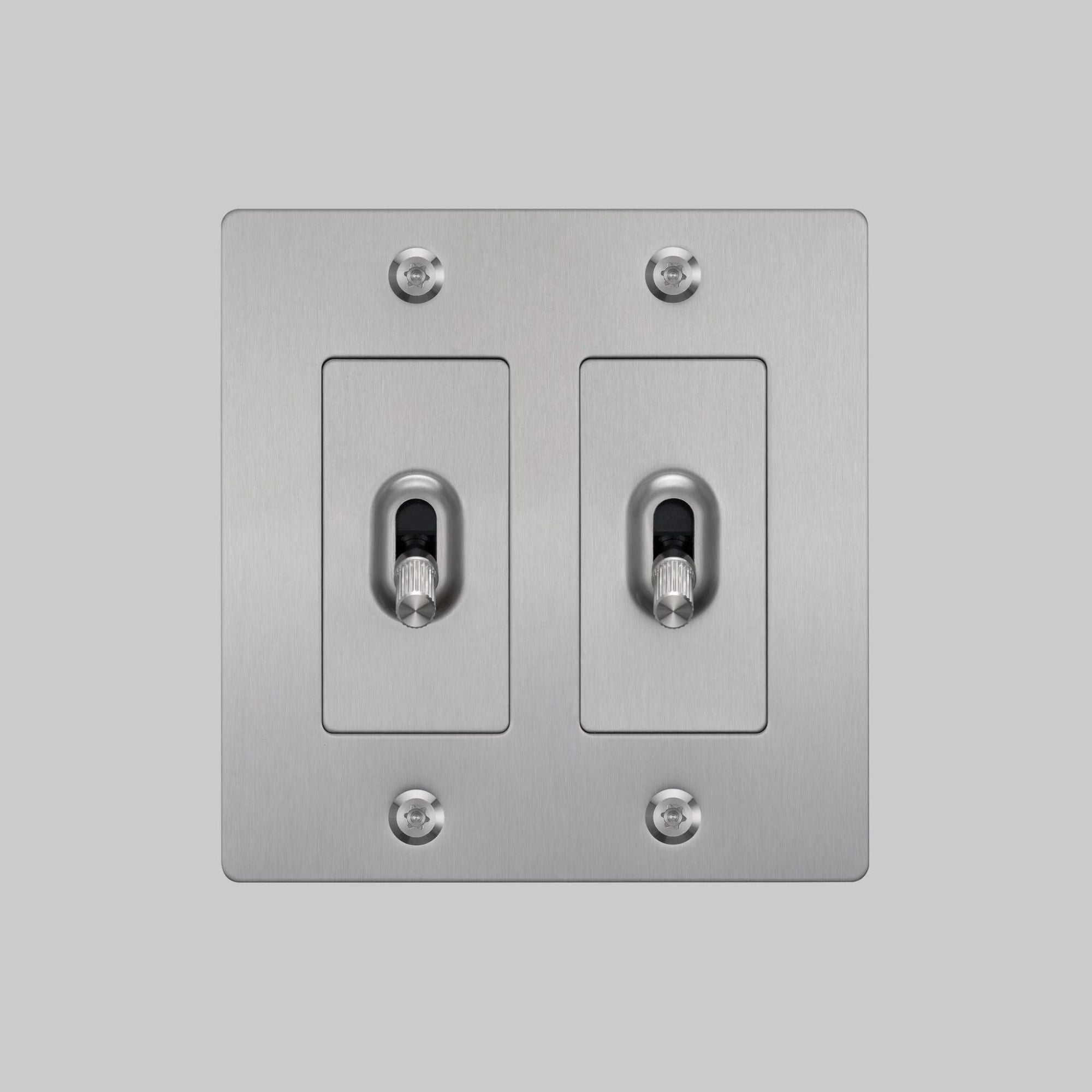 Buster + Punch NTG-074049 Linear 2-Gang Toggle Switch Without Logo, 15A, Single Pole/3-Way, Steel