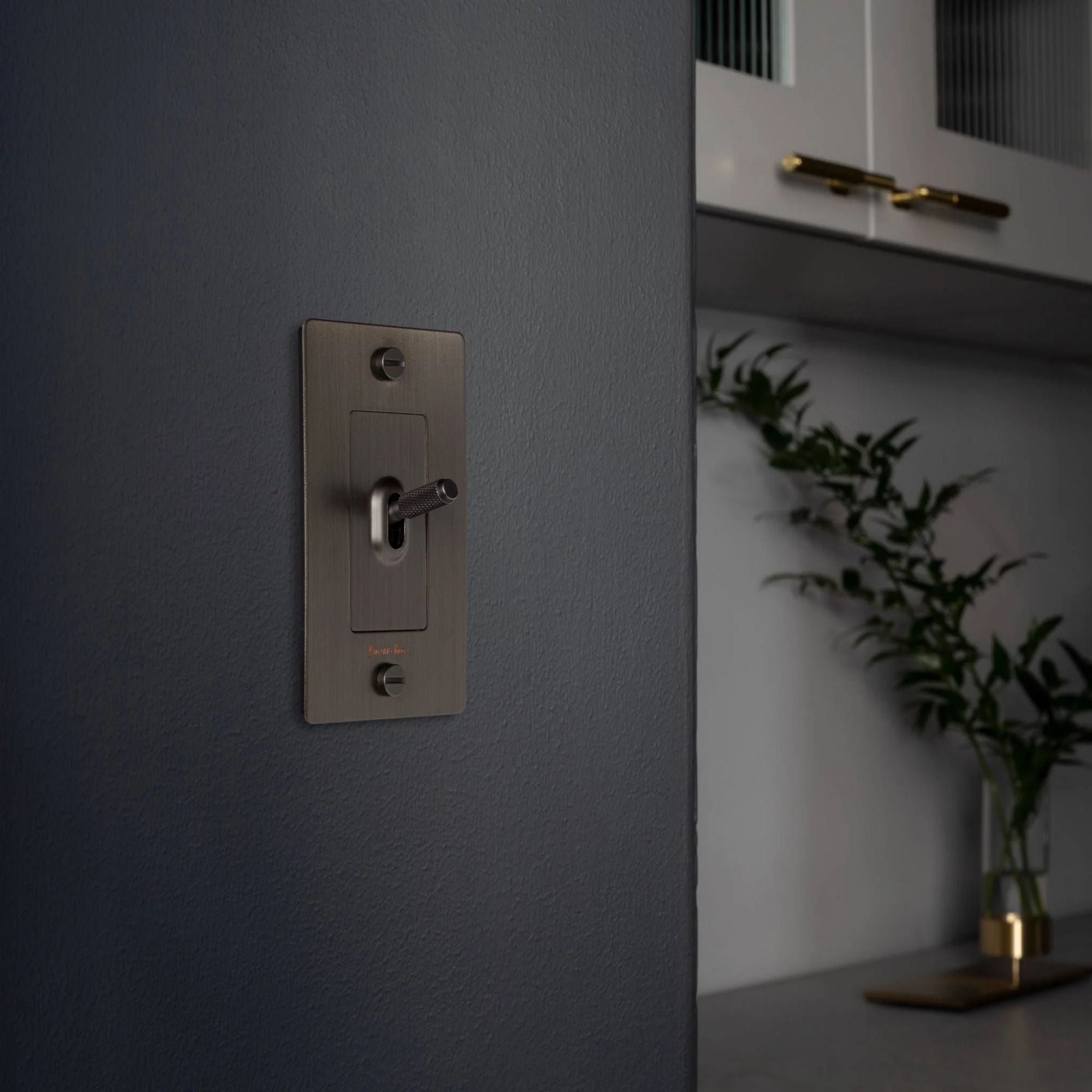 Buster + Punch NTG-093818 Cross 1-Gang Toggle Switch Without Logo, 15A, Single Pole/3-Way, Smoked Bronze