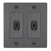Buster + Punch NTG-093823 Cross 2-Gang Toggle Switch Without Logo, 15A, Single Pole/3-Way, Smoked Bronze