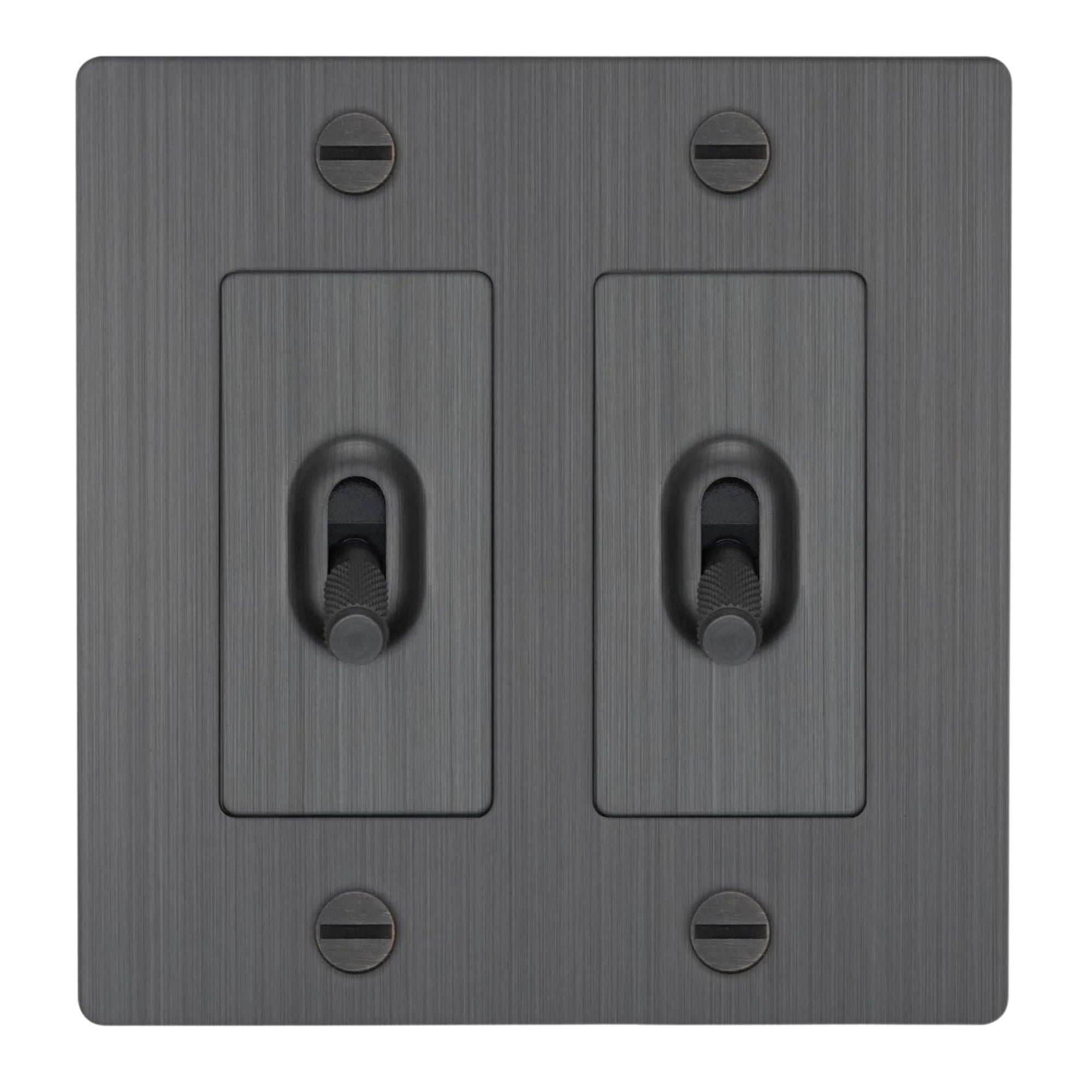 Buster + Punch NTG-093823 Cross 2-Gang Toggle Switch Without Logo, 15A, Single Pole/3-Way, Smoked Bronze