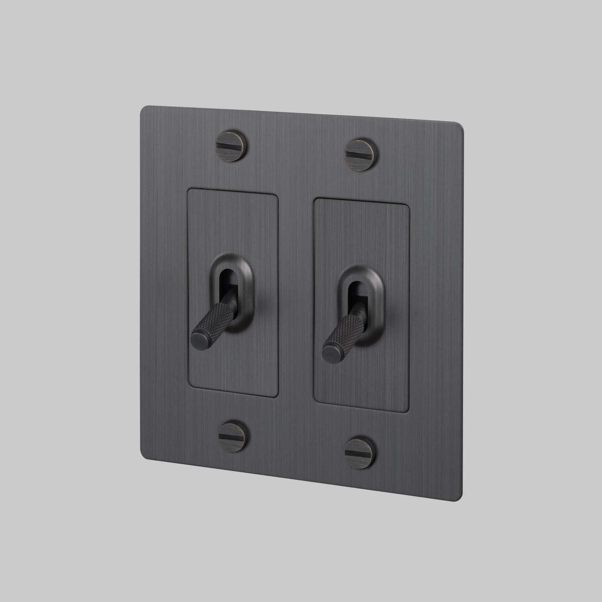 Buster + Punch NTG-093823 Cross 2-Gang Toggle Switch Without Logo, 15A, Single Pole/3-Way, Smoked Bronze