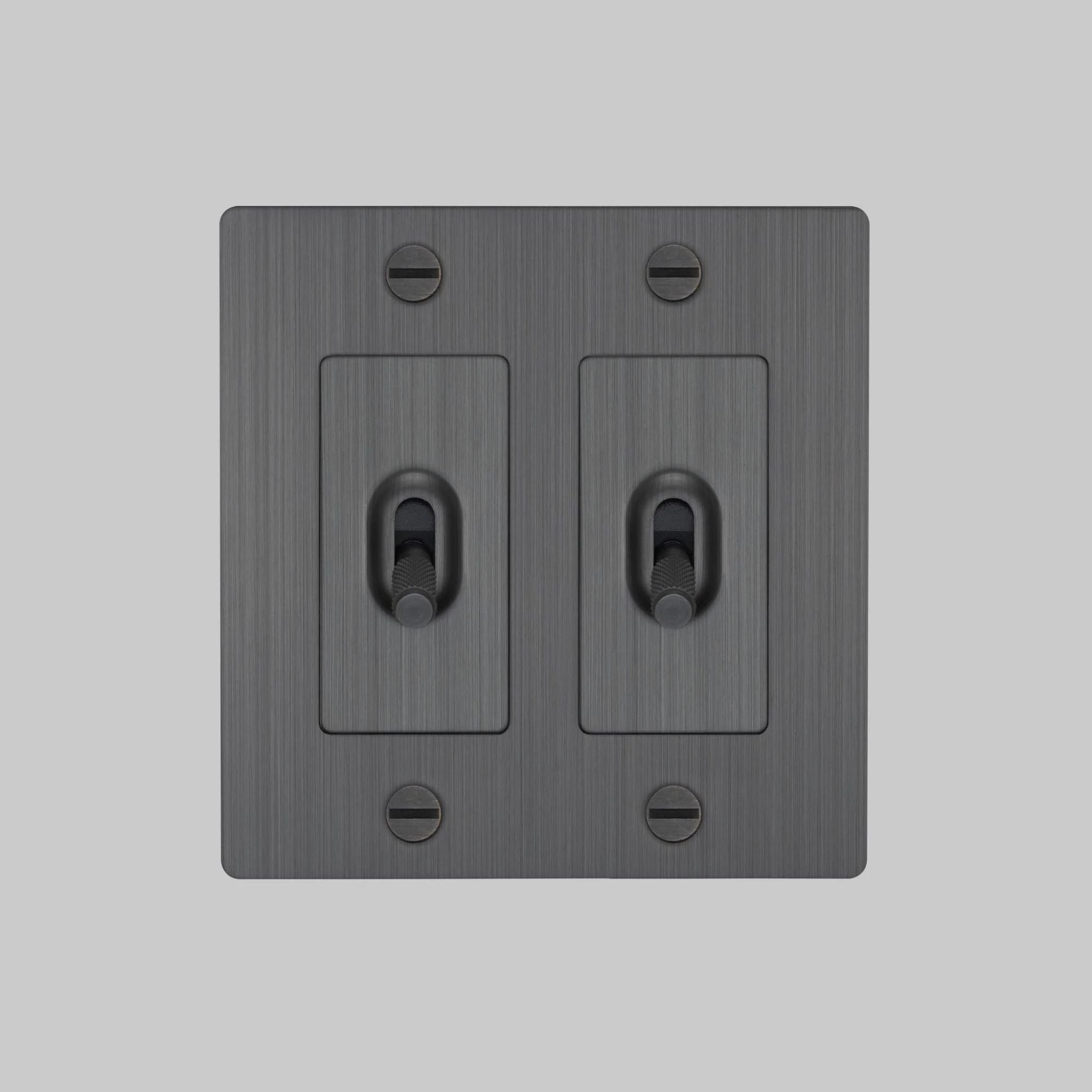 Buster + Punch NTG-093823 Cross 2-Gang Toggle Switch Without Logo, 15A, Single Pole/3-Way, Smoked Bronze
