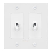 Buster + Punch NTG-144045 Linear 2-Gang Toggle Switch With Logo, 15A, Single Pole/3-Way, White