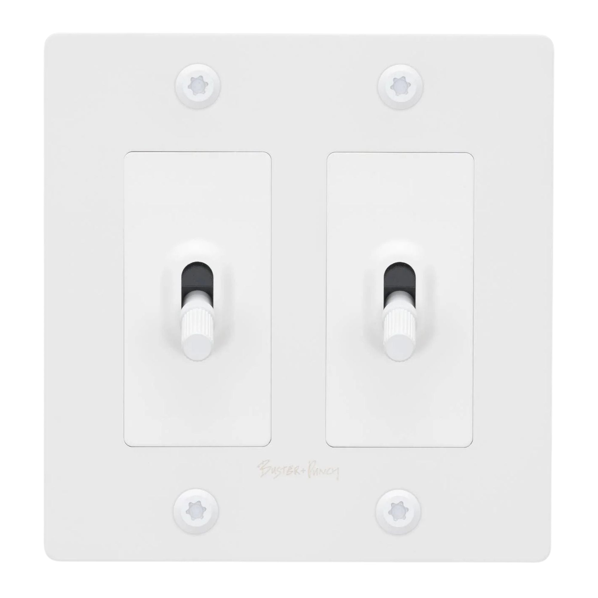 Buster + Punch NTG-144045 Linear 2-Gang Toggle Switch With Logo, 15A, Single Pole/3-Way, White