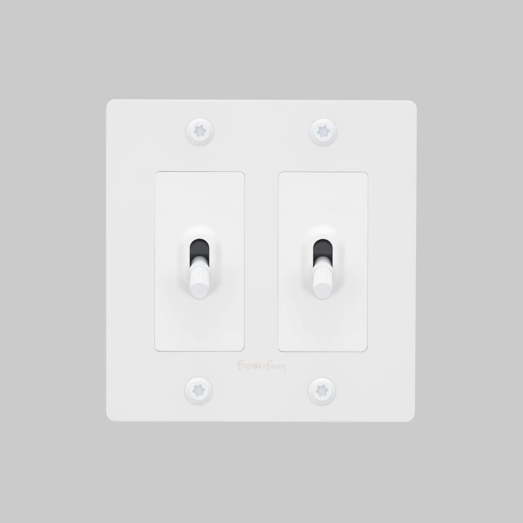 Buster + Punch NTG-144045 Linear 2-Gang Toggle Switch With Logo, 15A, Single Pole/3-Way, White