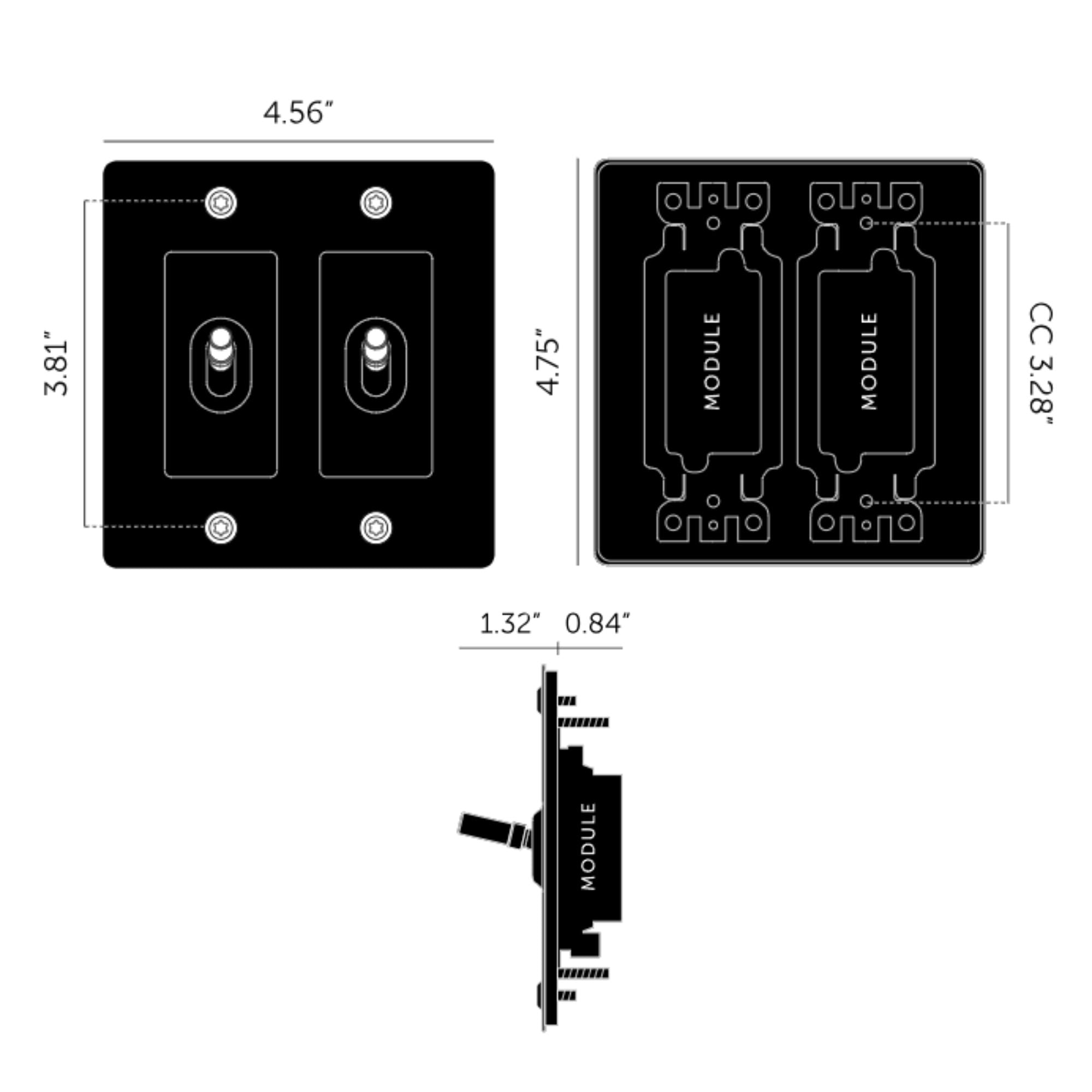 Buster + Punch NTG-144045 Linear 2-Gang Toggle Switch With Logo, 15A, Single Pole/3-Way, White