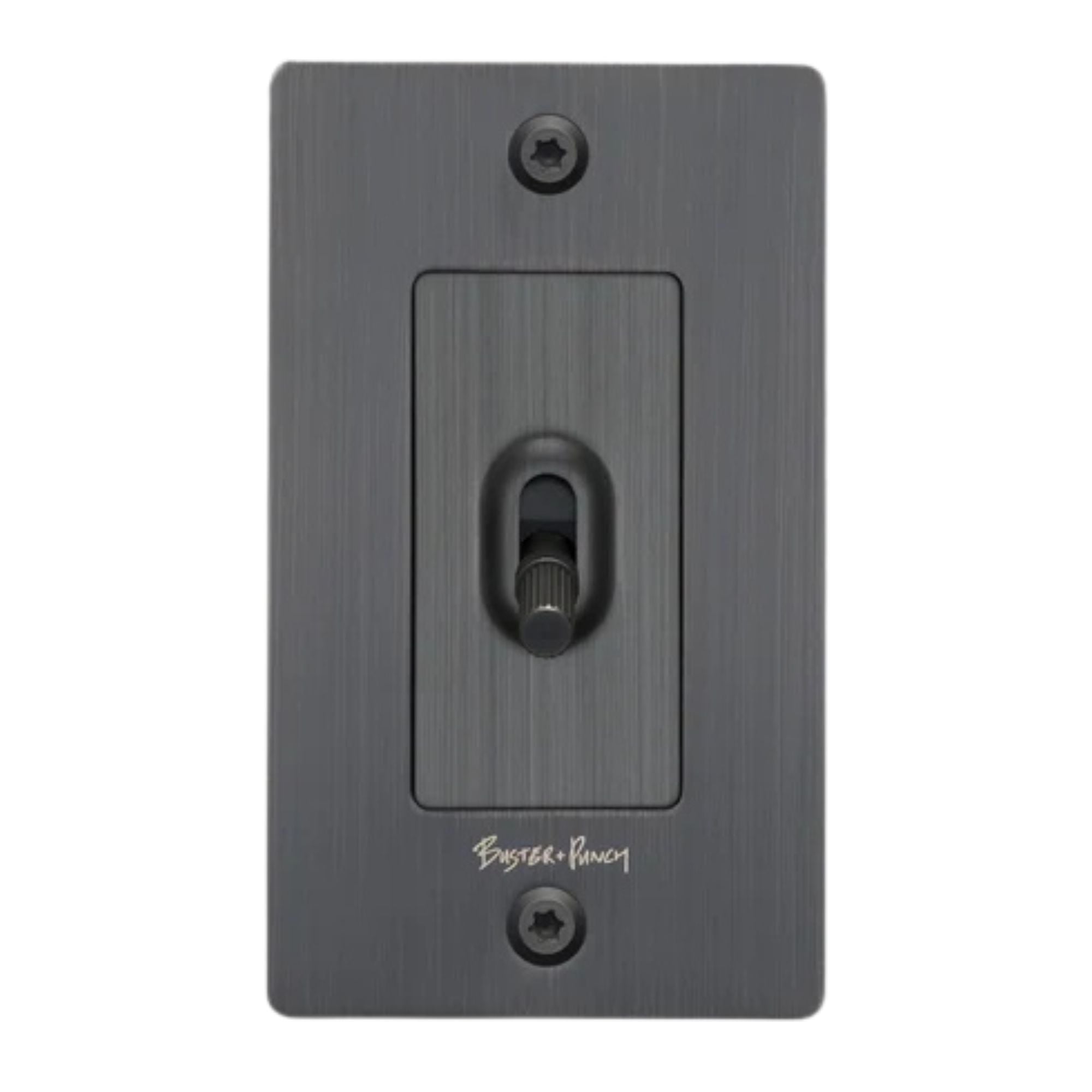 Buster + Punch NTG-454032 Linear 1-Gang Toggle Switch With Logo, 15A, Single Pole/3-Way, Smoked Bronze