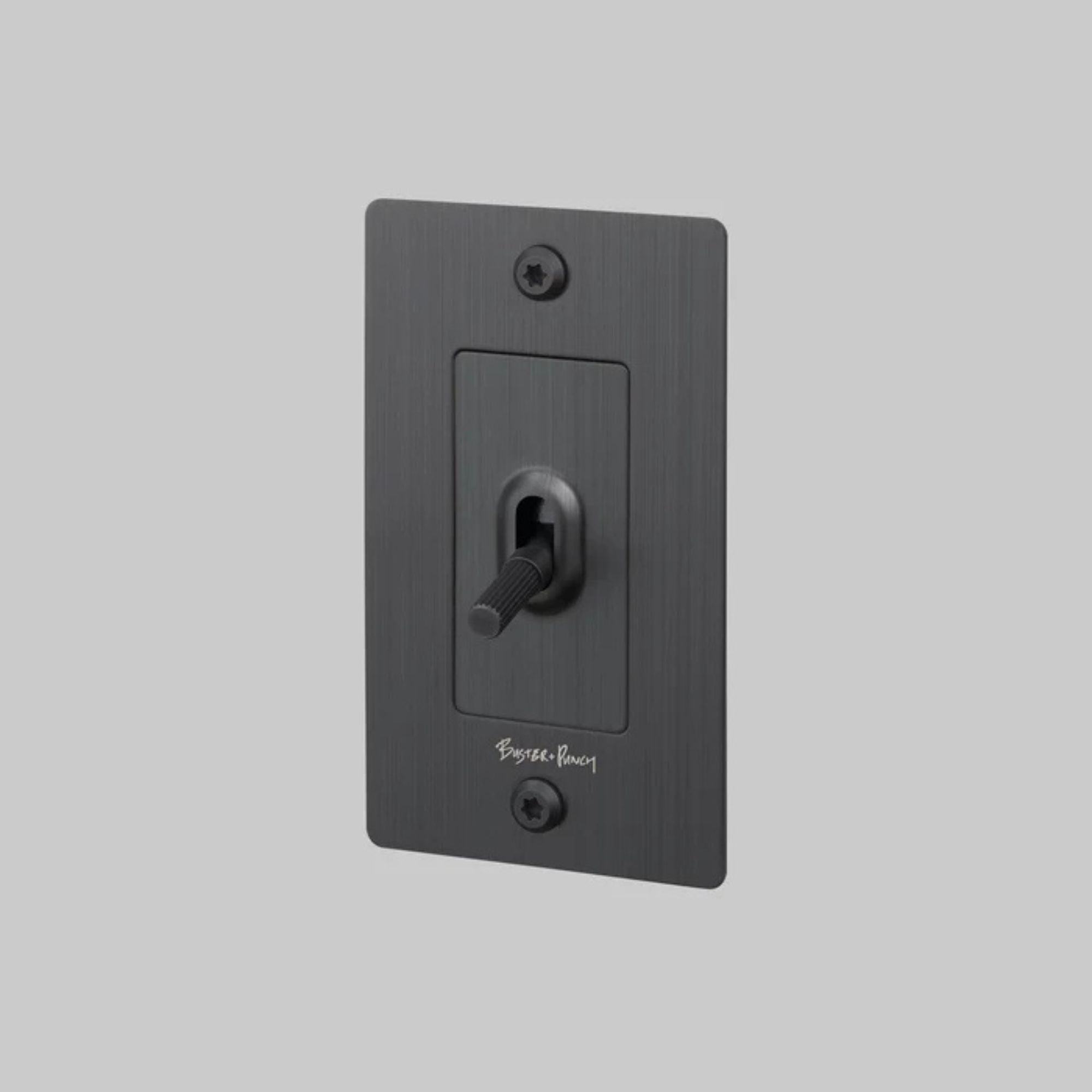 Buster + Punch NTG-454032 Linear 1-Gang Toggle Switch With Logo, 15A, Single Pole/3-Way, Smoked Bronze