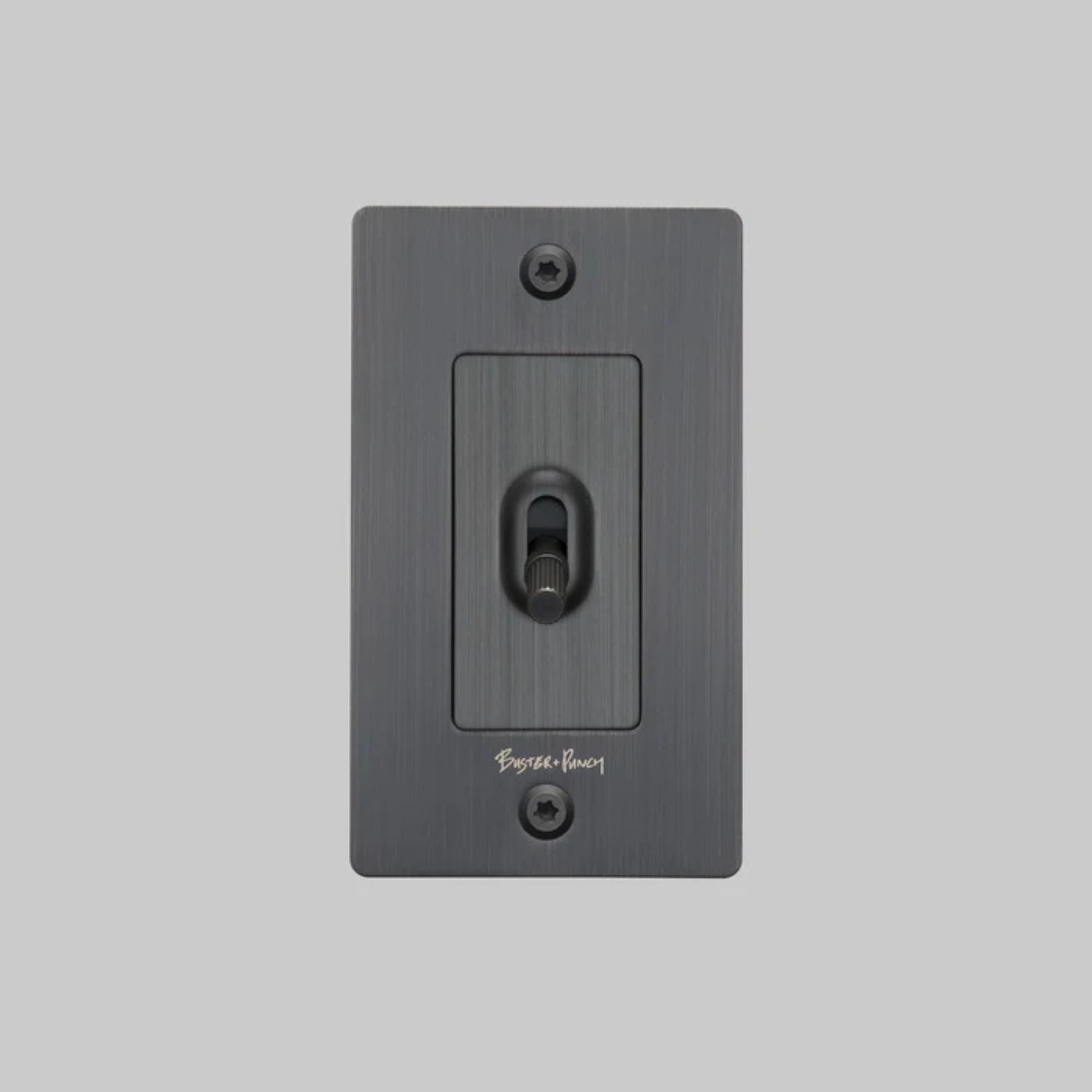 Buster + Punch NTG-454032 Linear 1-Gang Toggle Switch With Logo, 15A, Single Pole/3-Way, Smoked Bronze