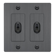 Buster + Punch NTG-454048 Linear 2-Gang Toggle Switch Without Logo, 15A, Single-Pole/3-Way, Smoked Bronze