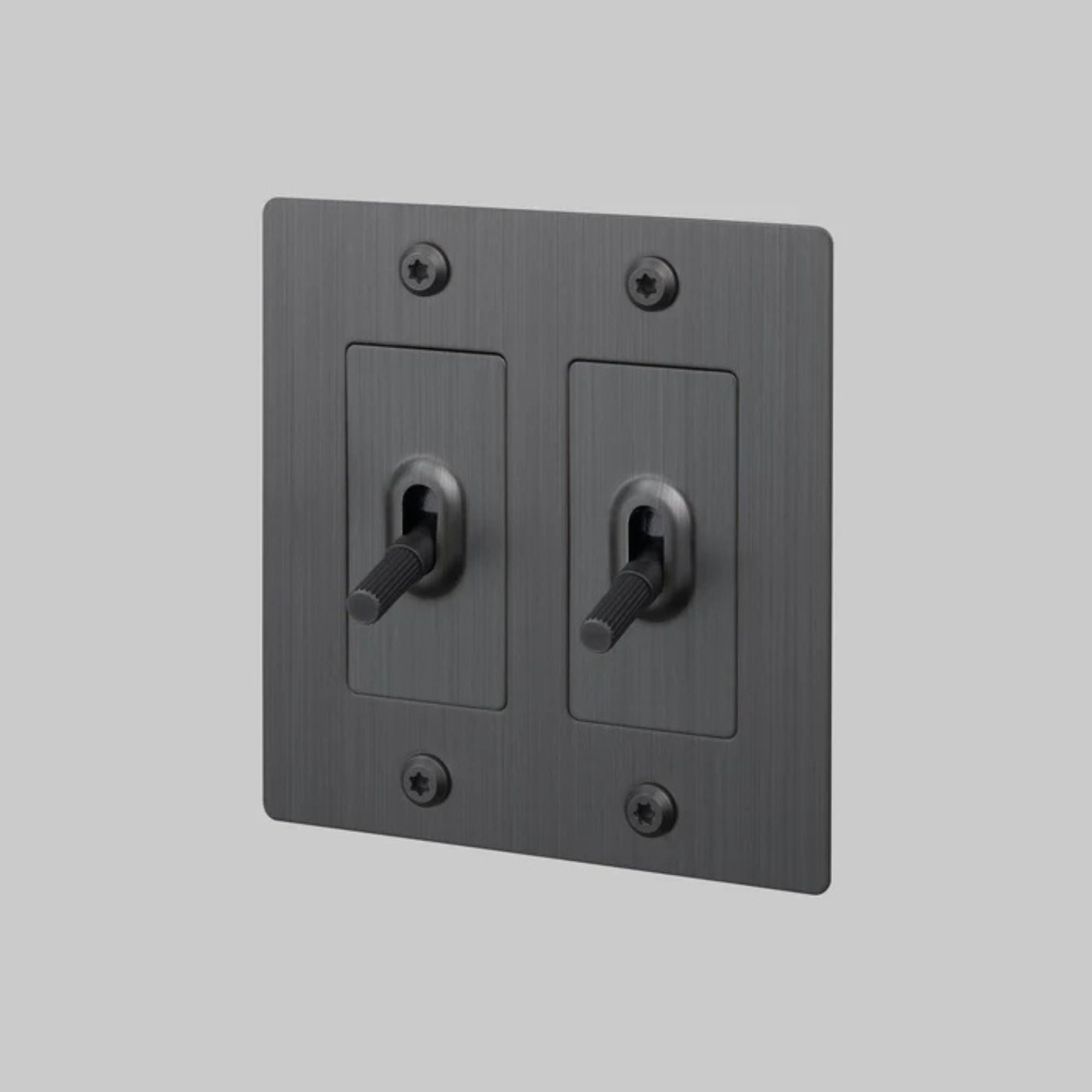 Buster + Punch NTG-454048 Linear 2-Gang Toggle Switch Without Logo, 15A, Single-Pole/3-Way, Smoked Bronze