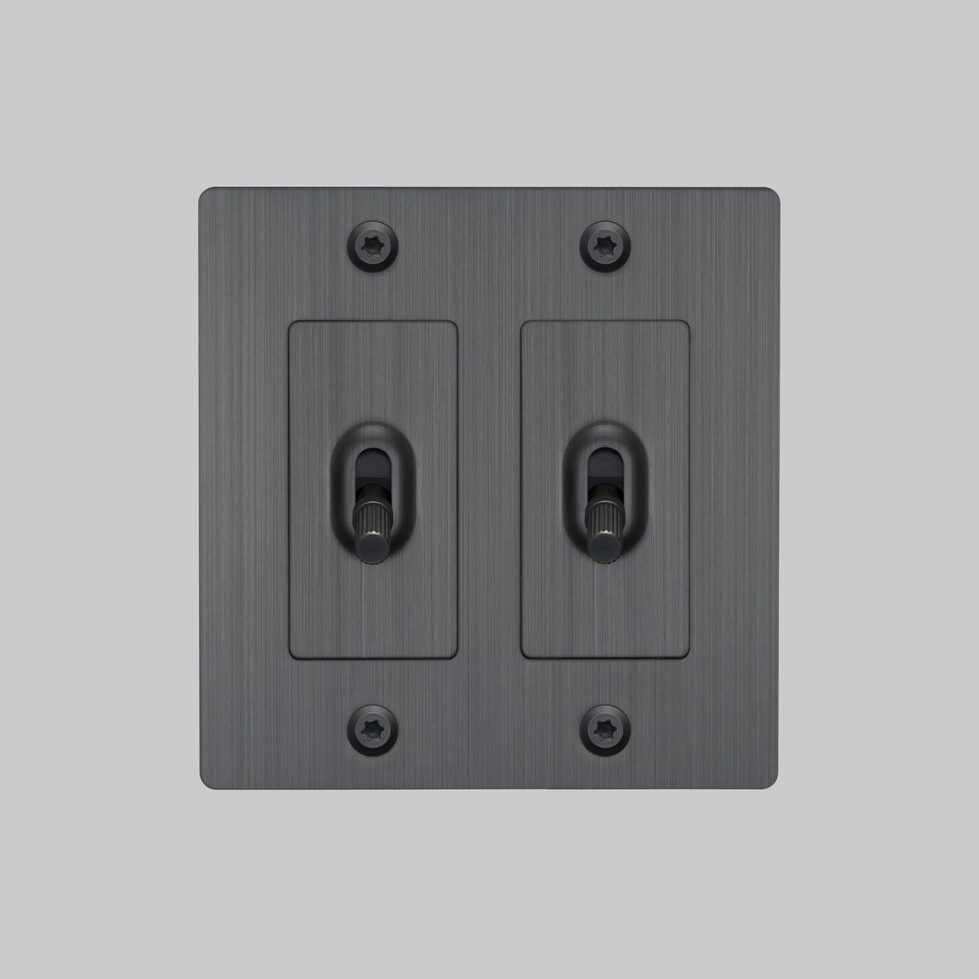 Buster + Punch NTG-454048 Linear 2-Gang Toggle Switch Without Logo, 15A, Single-Pole/3-Way, Smoked Bronze