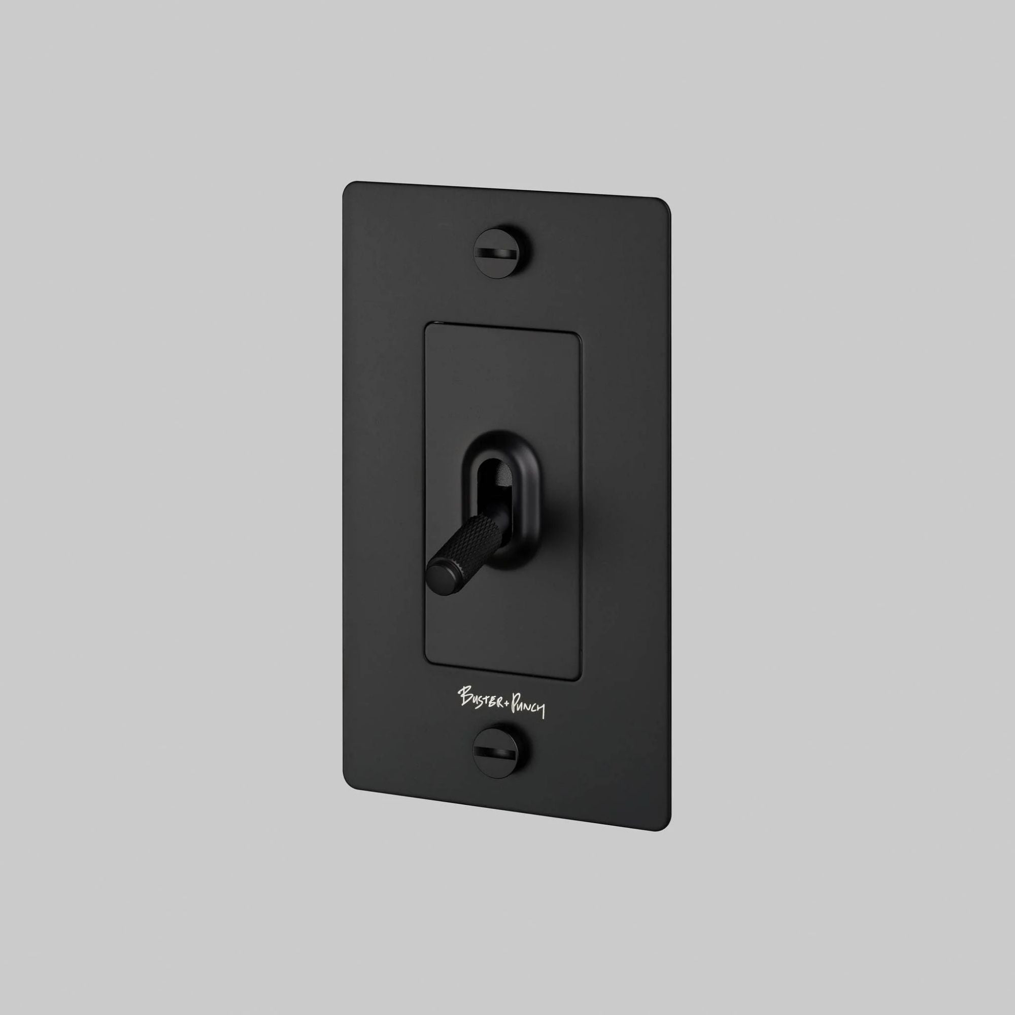 Buster + Punch NTK-023425 Cross 1-Gang Toggle Switch With Logo, 15A, Single Pole/3-Way, Black