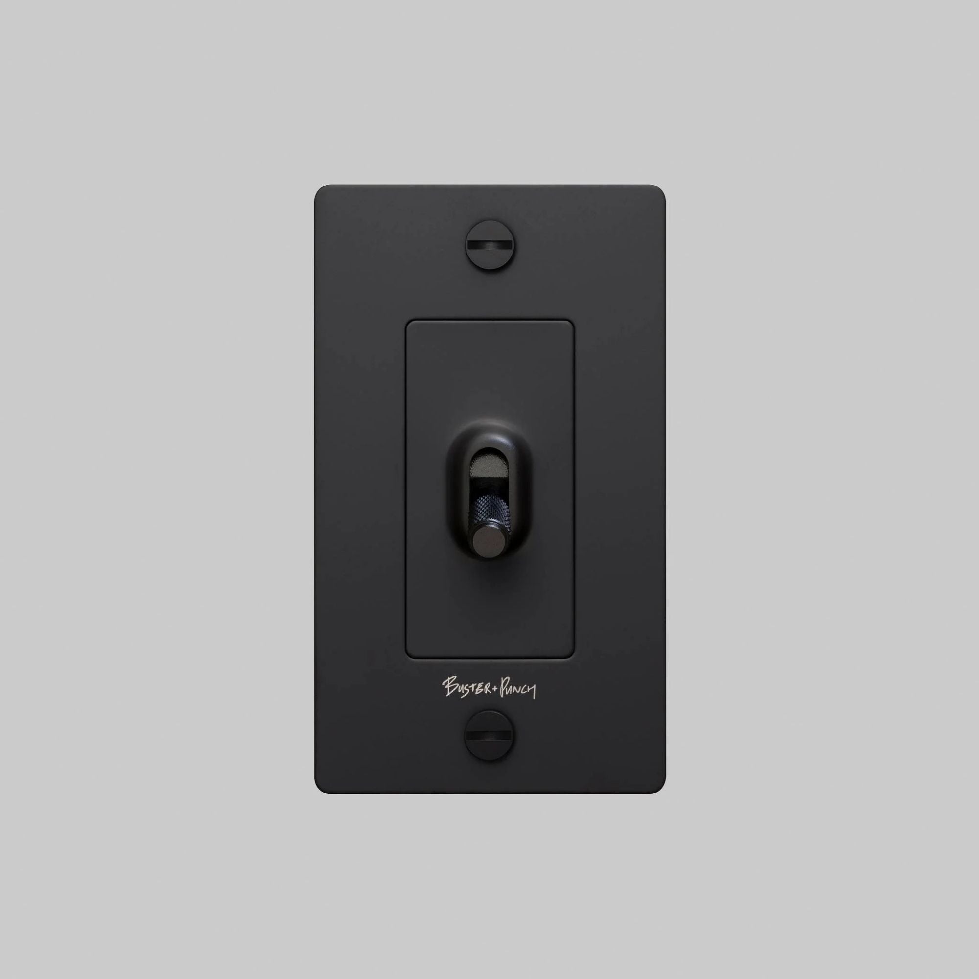 Buster + Punch NTK-023425 Cross 1-Gang Toggle Switch With Logo, 15A, Single Pole/3-Way, Black