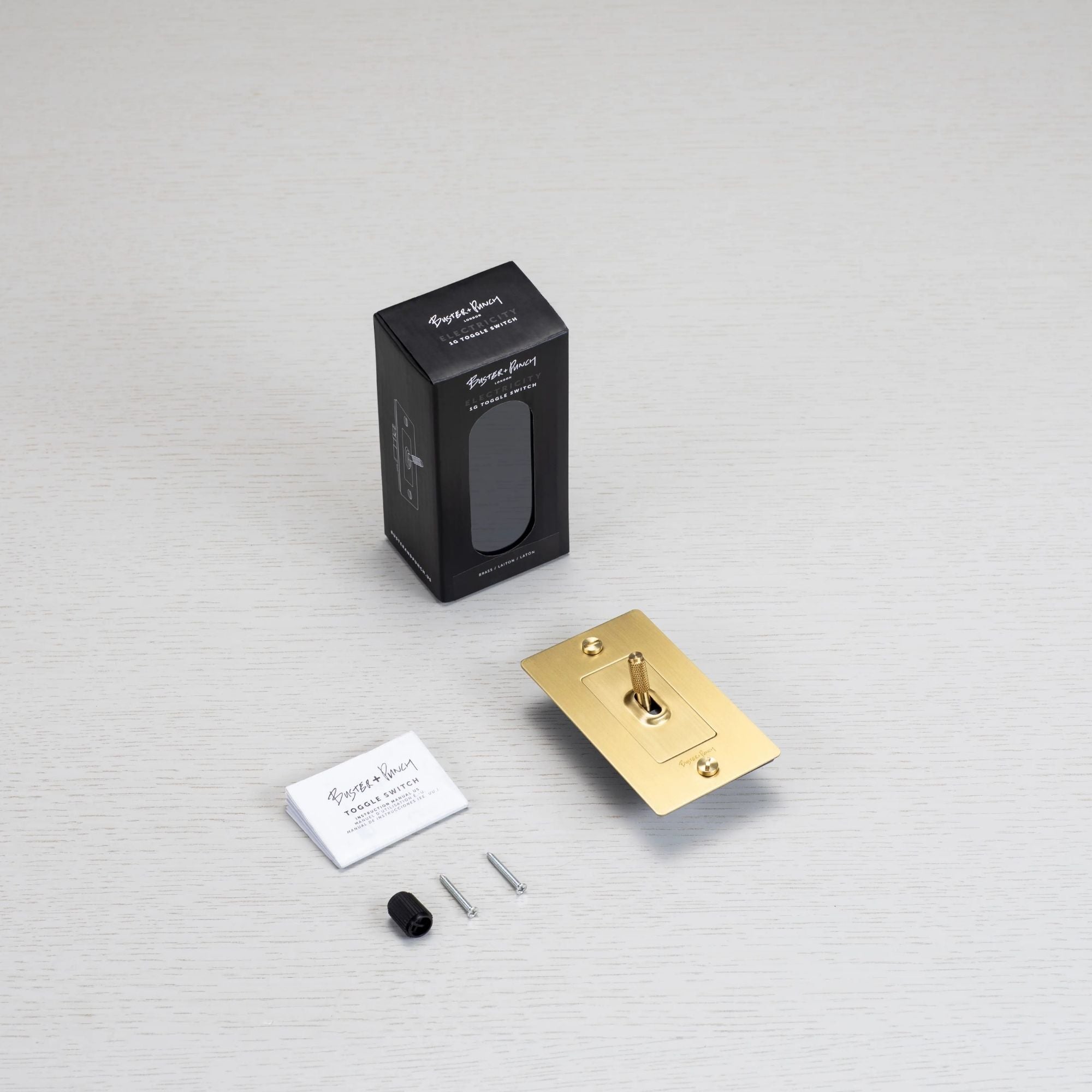 Buster + Punch NTK-023425 Cross 1-Gang Toggle Switch With Logo, 15A, Single Pole/3-Way, Black