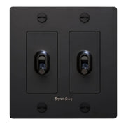 Buster + Punch NTK-023432 Cross 2-Gang Toggle Switch With Logo, 15A, Single-Pole/3-Way, Black