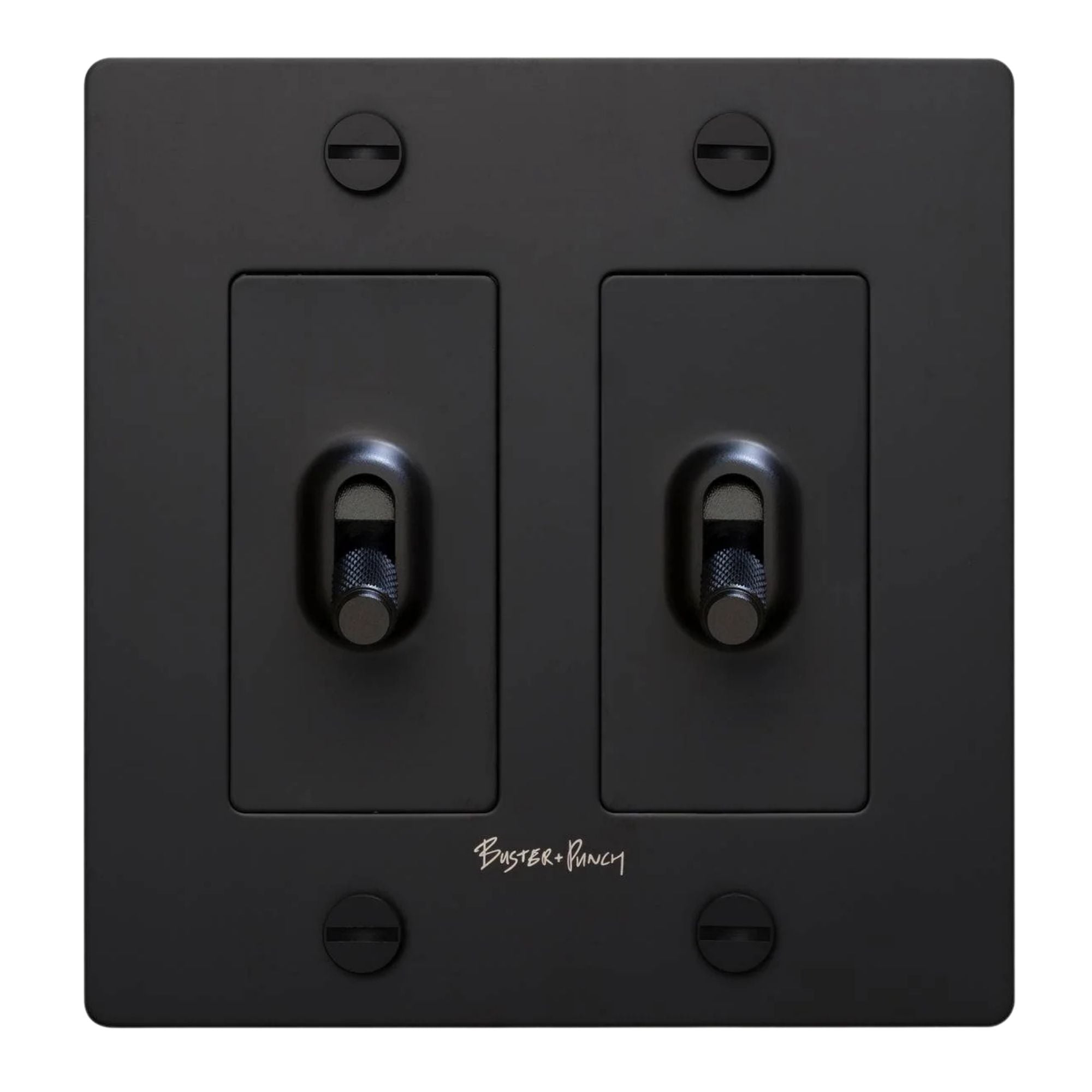 Buster + Punch NTK-023432 Cross 2-Gang Toggle Switch With Logo, 15A, Single-Pole/3-Way, Black