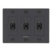 Buster + Punch NTK-024381 Cross 3-Gang Toggle Switch With Logo, 15A, Single Pole/3-Way, Black