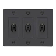 Buster + Punch NTK-024386 Cross 3-Gang Toggle Switch Without Logo, 15A, Single Pole/3-Way, Black