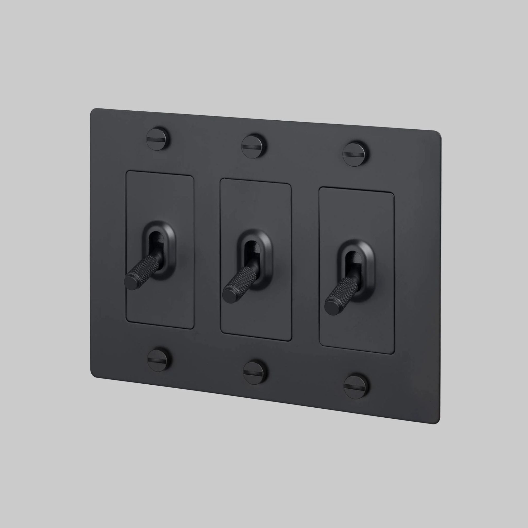 Buster + Punch NTK-024386 Cross 3-Gang Toggle Switch Without Logo, 15A, Single Pole/3-Way, Black