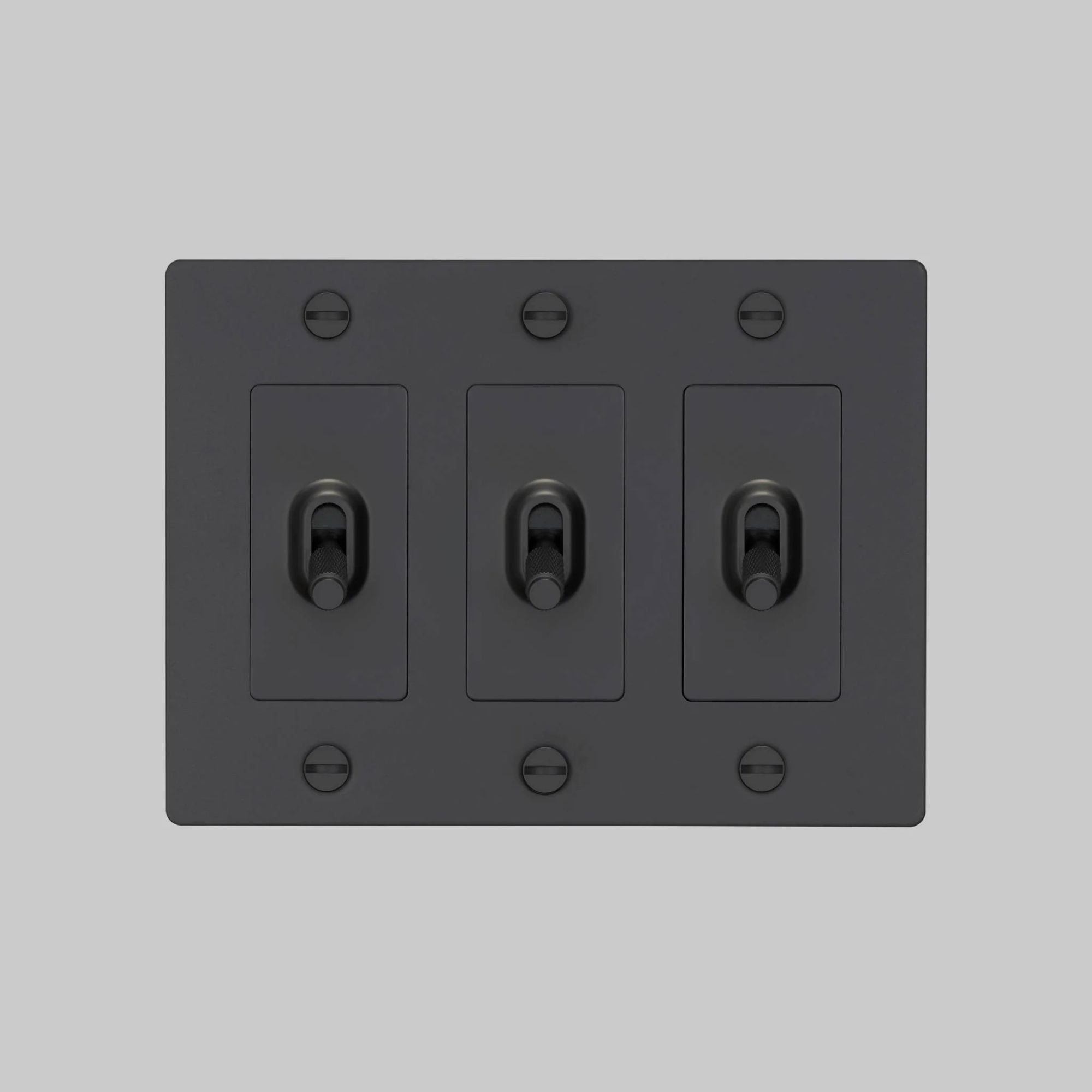 Buster + Punch NTK-024386 Cross 3-Gang Toggle Switch Without Logo, 15A, Single Pole/3-Way, Black