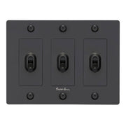 Buster + Punch NTK-024391 Linear 3-Gang Toggle Switch With Logo, 15A, Single Pole/3-Way, Black