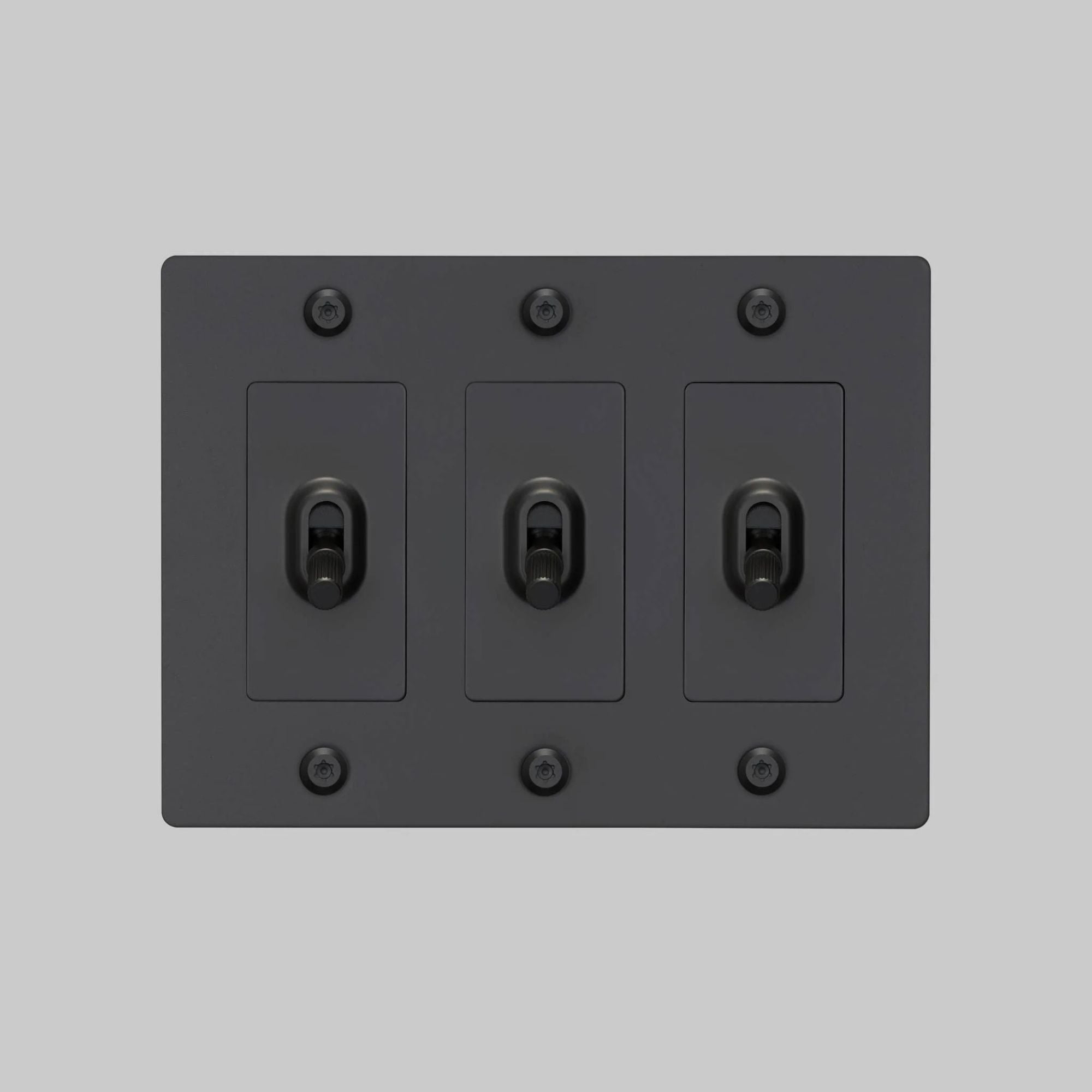 Buster + Punch NTK-024396 Linear 3-Gang Toggle Switch Without Logo, 15A, Single Pole/3-Way, Black