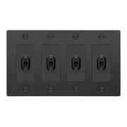Buster + Punch NTK-024406 Cross 4-Gang Toggle Switch Without Logo, 15A, Single Pole/3-Way, Black