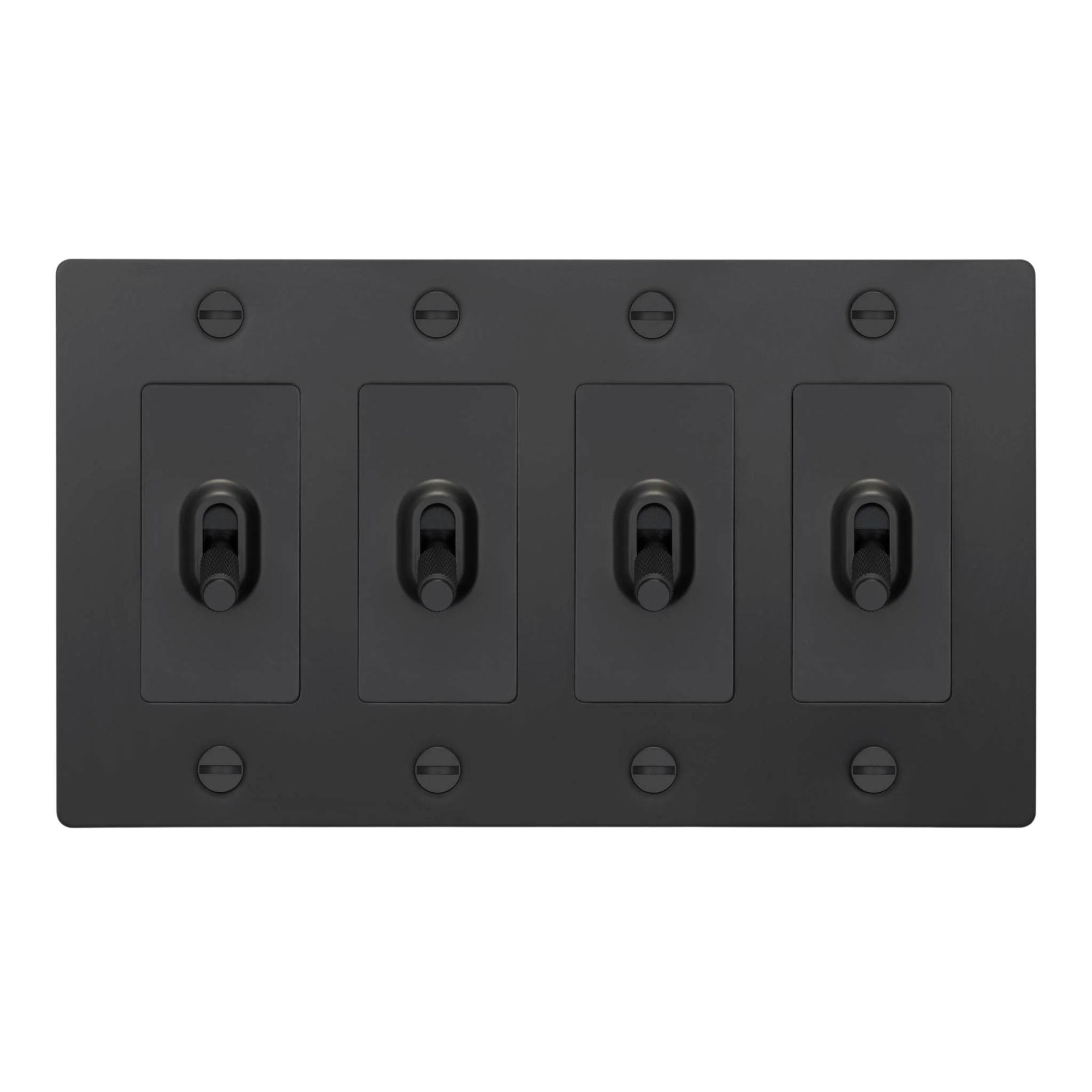 Buster + Punch NTK-024406 Cross 4-Gang Toggle Switch Without Logo, 15A, Single Pole/3-Way, Black
