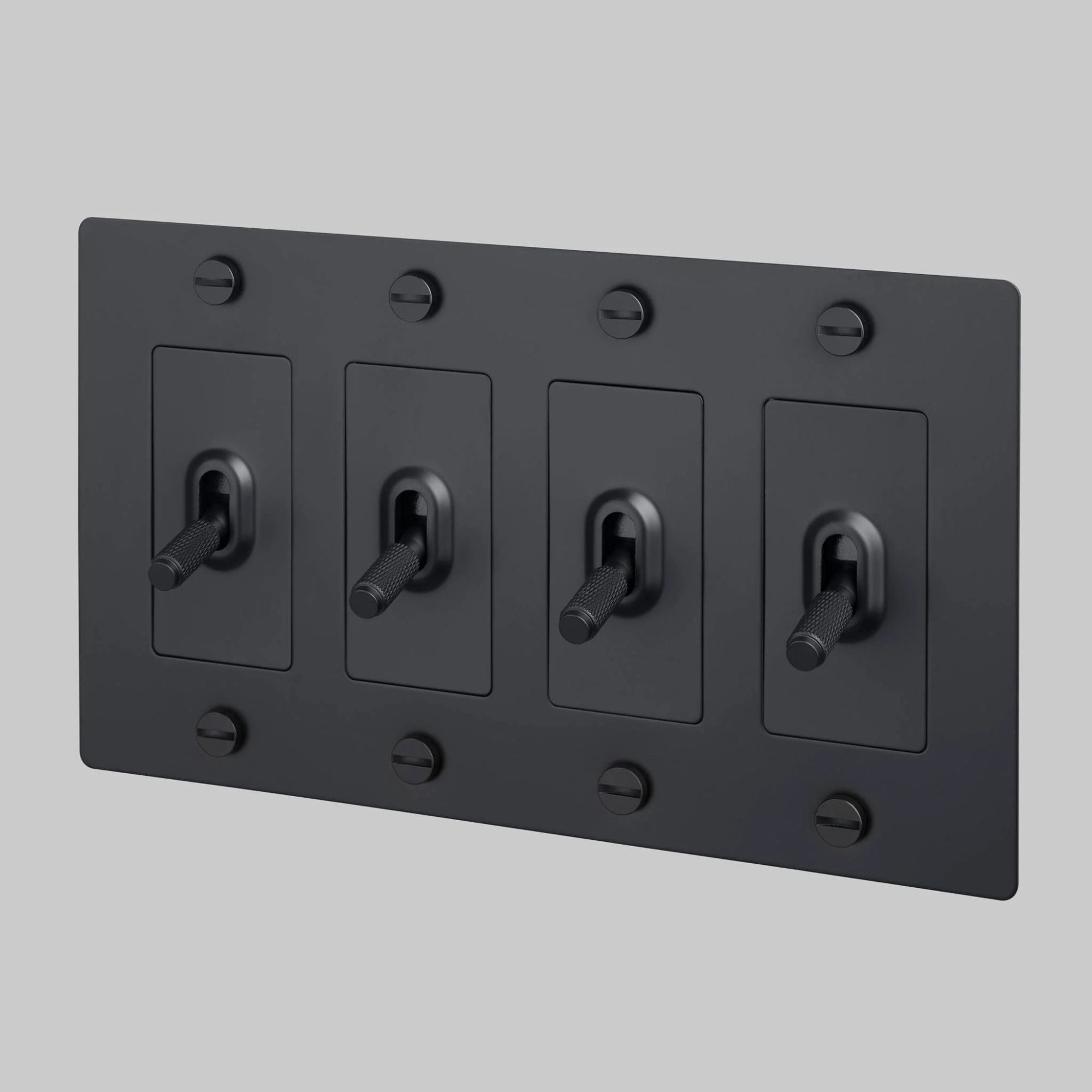 Buster + Punch NTK-024406 Cross 4-Gang Toggle Switch Without Logo, 15A, Single Pole/3-Way, Black