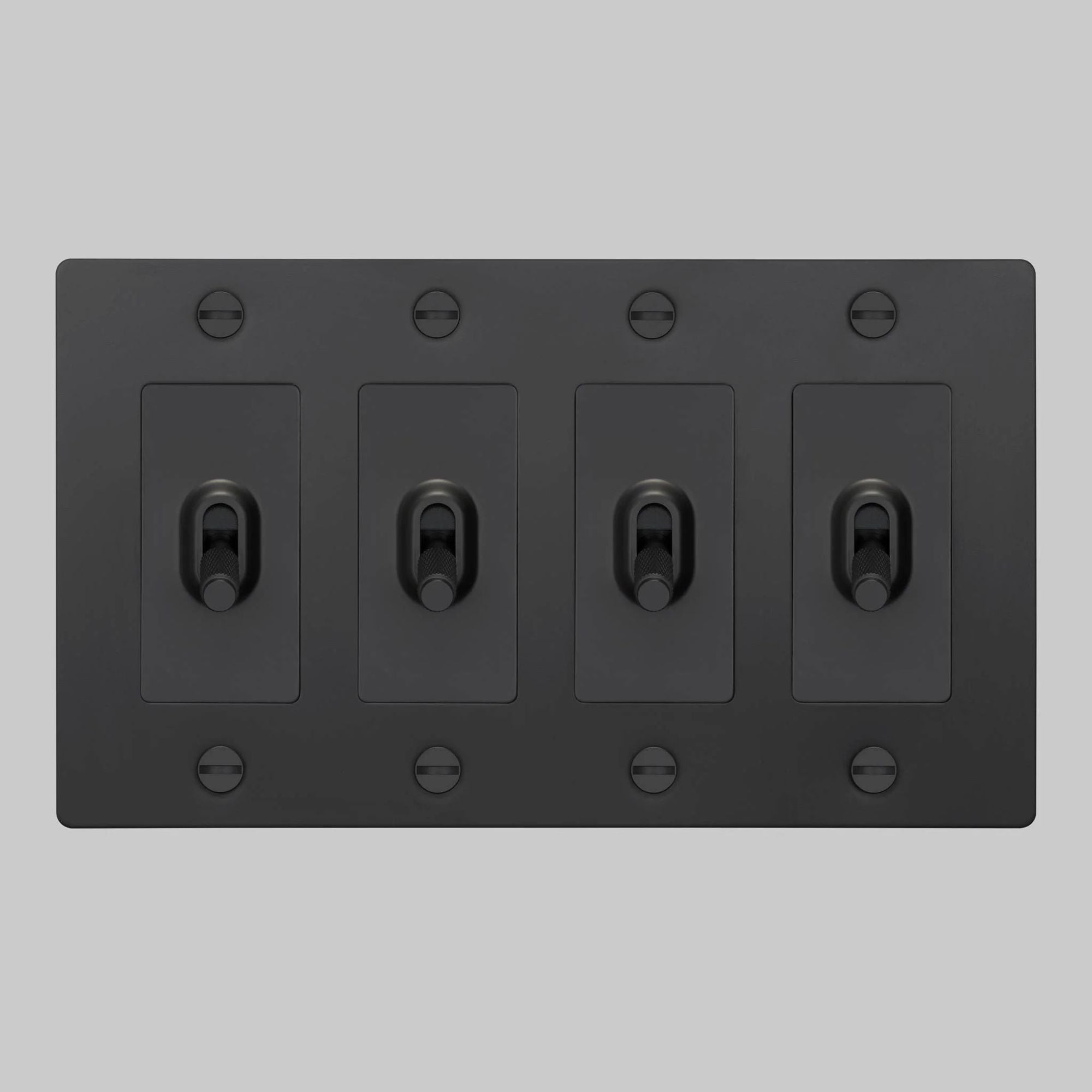 Buster + Punch NTK-024406 Cross 4-Gang Toggle Switch Without Logo, 15A, Single Pole/3-Way, Black