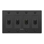 Buster + Punch NTK-024411 Linear 4-Gang Toggle Switch With Logo, 15A, Single Pole/3-Way, Black