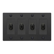 Buster + Punch NTK-024416 Linear 4-Gang Toggle Switch Without Logo, 15A, Single Pole/3-Way, Black