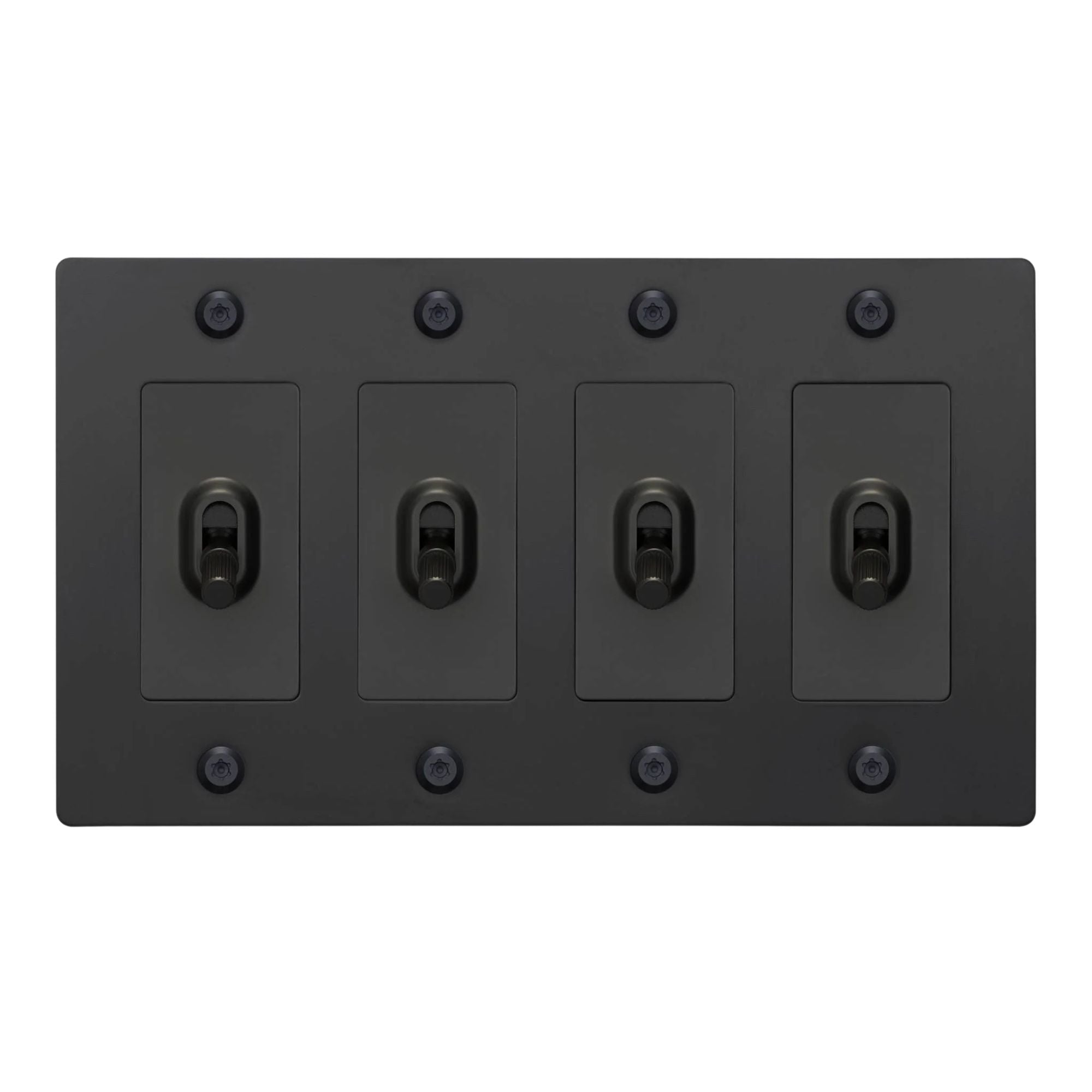 Buster + Punch NTK-024416 Linear 4-Gang Toggle Switch Without Logo, 15A, Single Pole/3-Way, Black