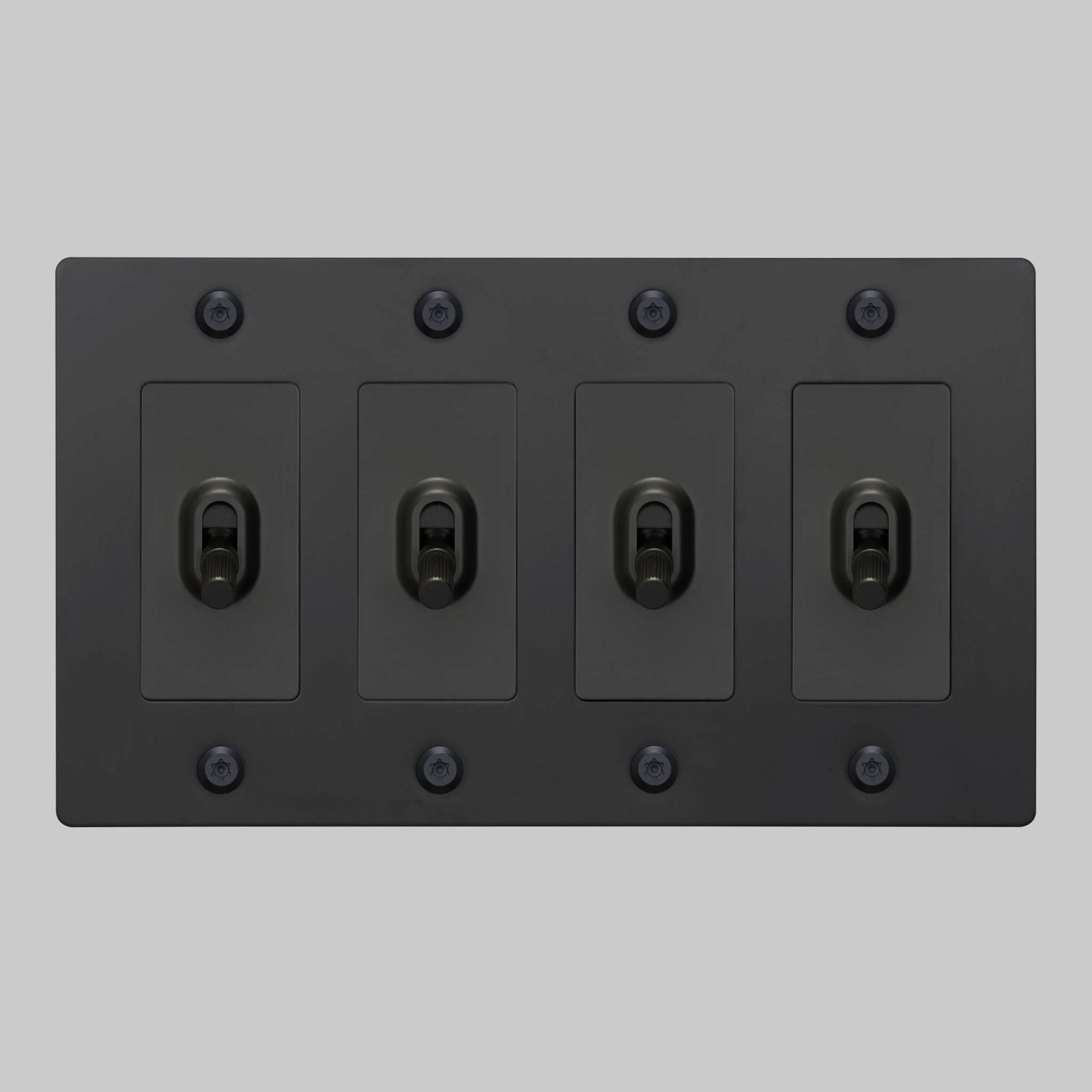 Buster + Punch NTK-024416 Linear 4-Gang Toggle Switch Without Logo, 15A, Single Pole/3-Way, Black