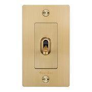 Buster + Punch NTK-053424 Cross 1-Gang Toggle Switch With Logo, 15A, Single Pole/3-Way, Brass