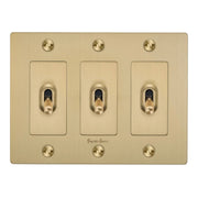 Buster + Punch NTK-054382 Cross 3-Gang Toggle Switch With Logo, 15A, Single Pole/3-Way, Brass