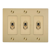 Buster + Punch NTK-054387 Cross 3-Gang Toggle Switch Without Logo, 15A, Single Pole/3-Way, Brass