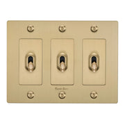 Buster + Punch NTK-054392 Linear 3-Gang Toggle Switch With Logo, 15A, Single Pole/3-Way, Brass