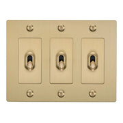 Buster + Punch NTK-054397 Linear 3-Gang Toggle Switch Without Logo, 15A, Single Pole/3-Way, Brass