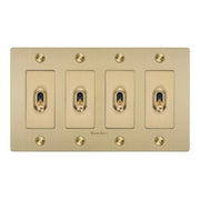 Buster + Punch NTK-054402 Cross 4-Gang Toggle Switch With Logo, 15A, Single Pole/3-Way, Brass