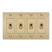 Buster + Punch NTK-054407 Cross 4-Gang Toggle Switch Without Logo, 15A, Single Pole/3-Way, Brass