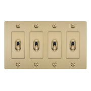 Buster + Punch NTK-054417 Linear 4-Gang Toggle Switch Without Logo, 15A, Single Pole/3-Way, Brass