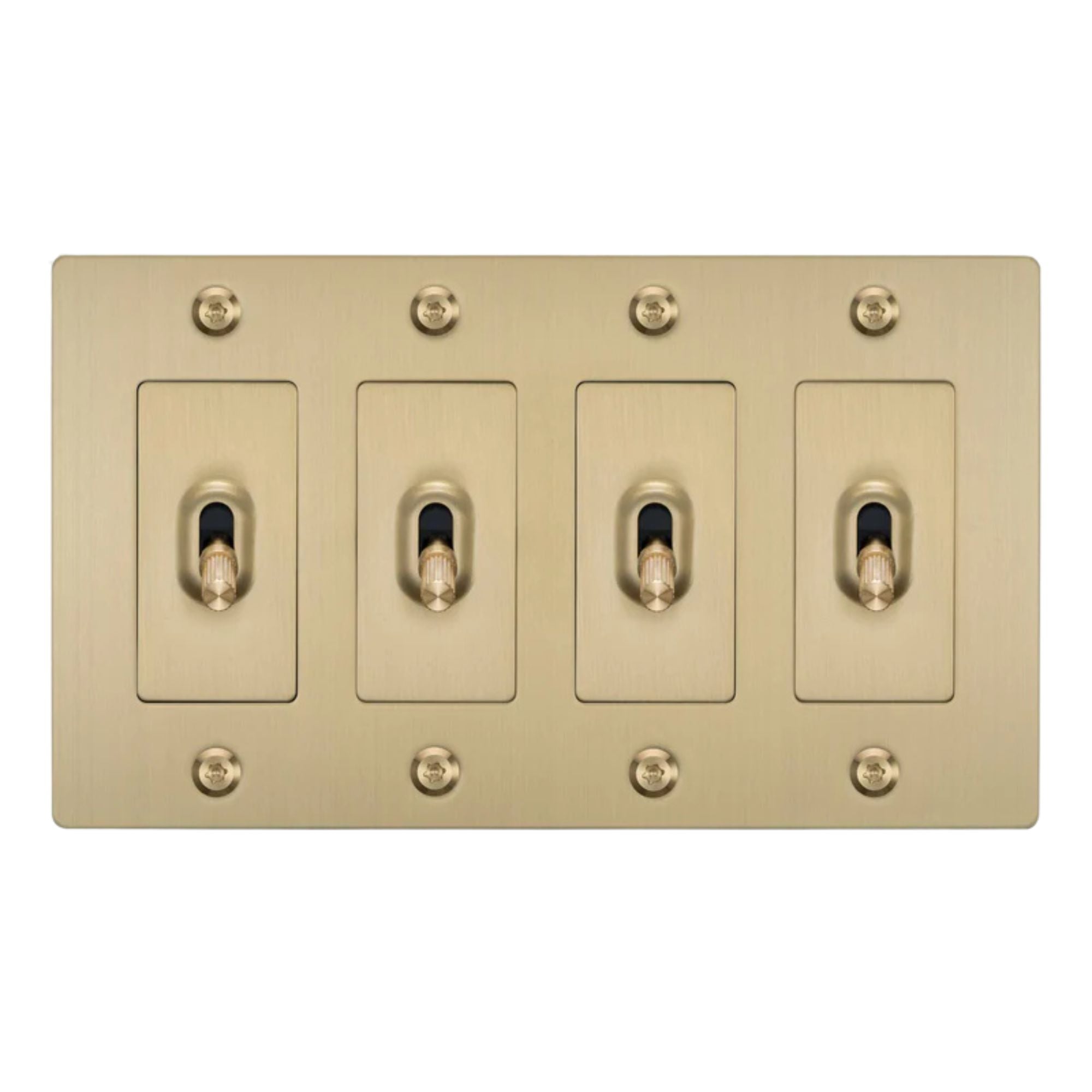 Buster + Punch NTK-054417 Linear 4-Gang Toggle Switch Without Logo, 15A, Single Pole/3-Way, Brass