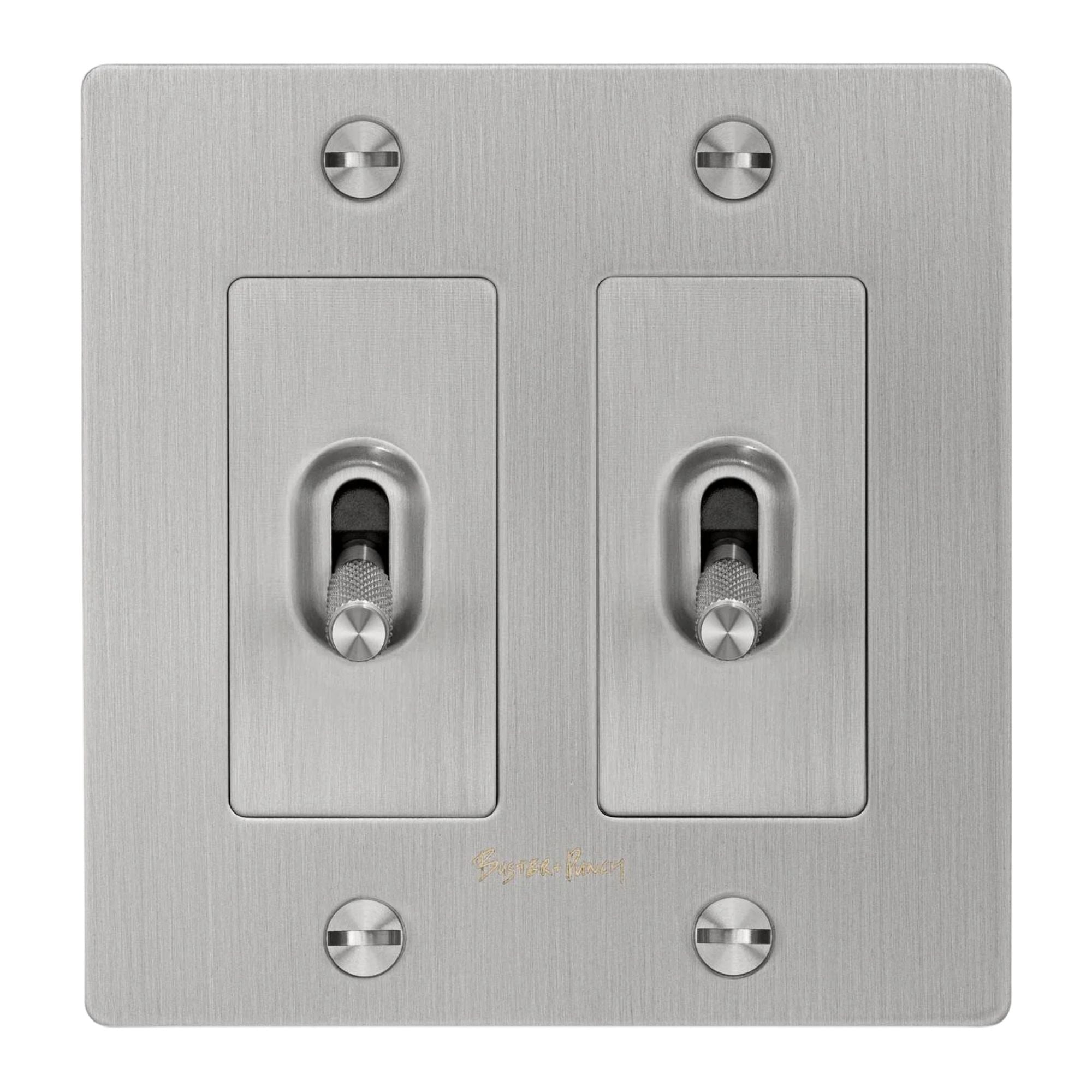 Buster + Punch NTK-073431 Cross 2-Gang Toggle Switch With Logo, 15A, Single Pole/3-Way, Steel